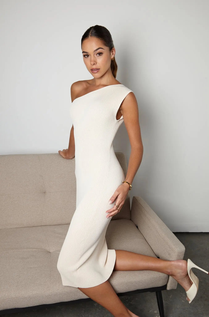 ALB Everyday - Stone One Shoulder Dress - Anne Louise Boutique