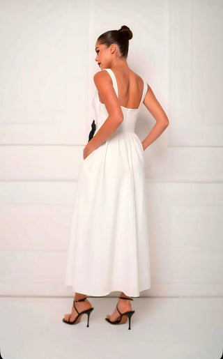 White Bow Midi Dress