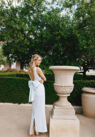 Blue bow maxi dress