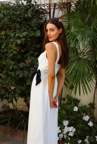 White Bow Midi Dress