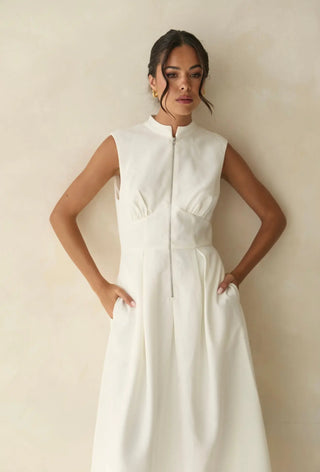 Knightsbridge White Zip Dress