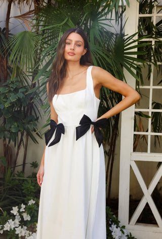 White Bow Midi Dress