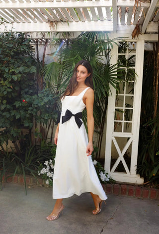 White Bow Midi Dress