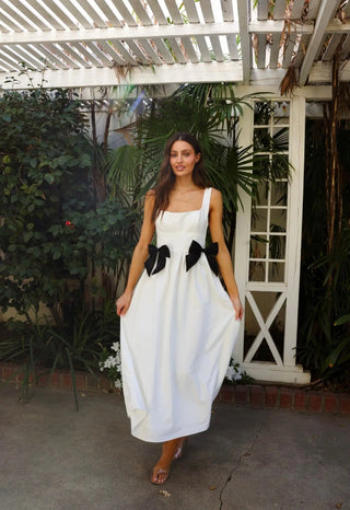 White Bow Midi Dress