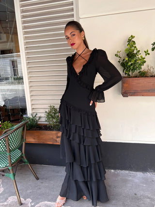 ALB Ruffle Dress Black