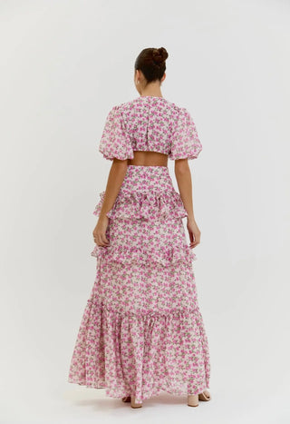 Pink Floral Cassini Cap Sleeve