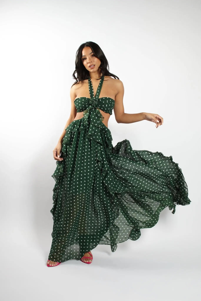 Bella Green Polka Dot Dress - Anne Louise Boutique