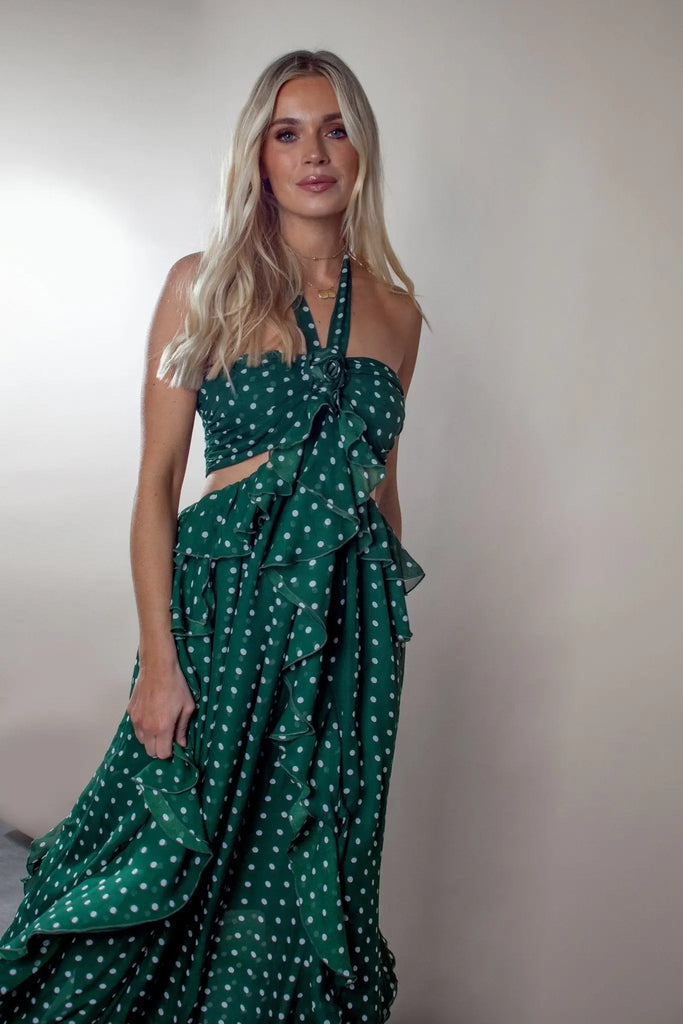 Bella Green Polka Dot Dress - Anne Louise Boutique