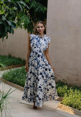 Everly Maxi Dress In Blue and White