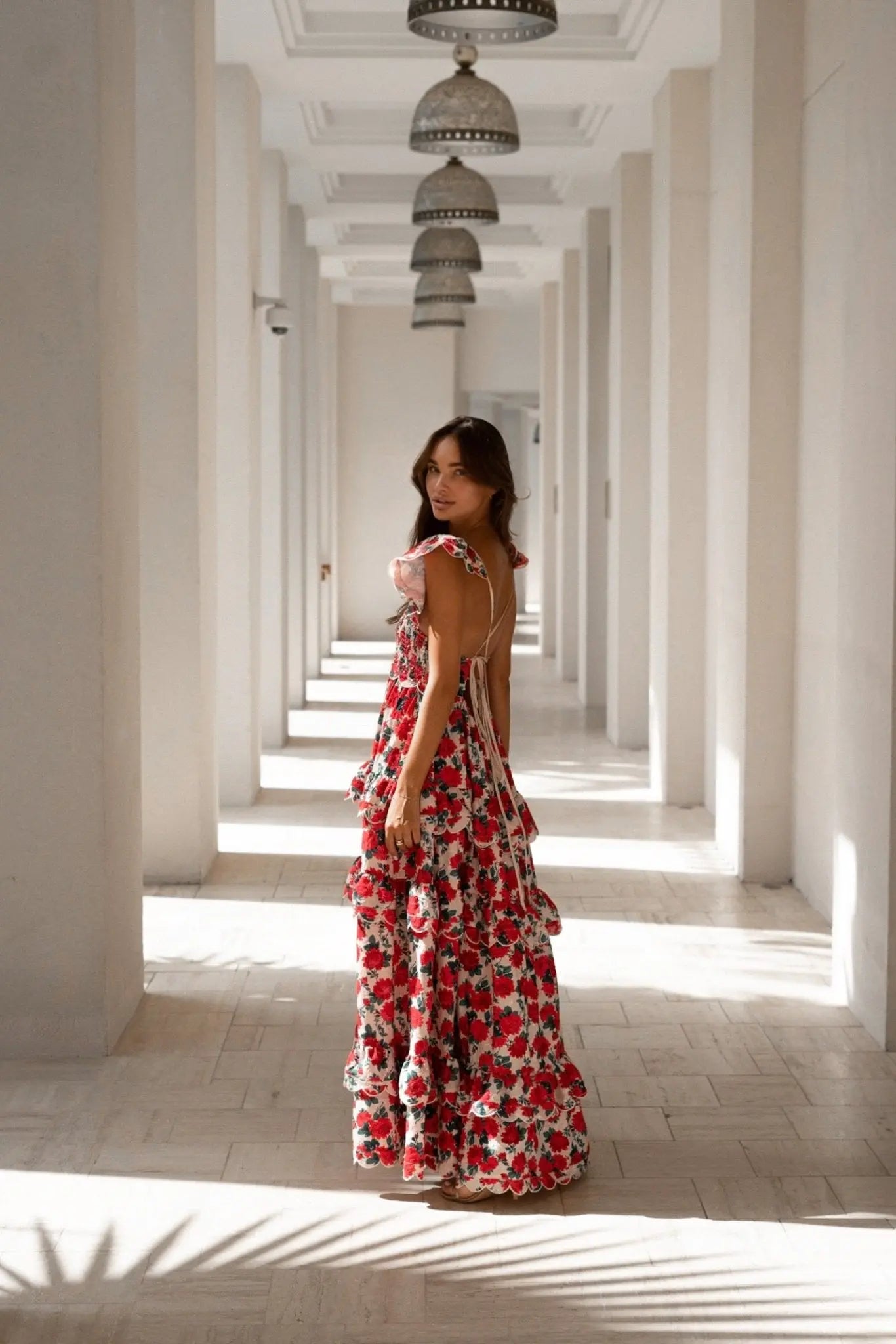 Red rose maxi dress Clearance
