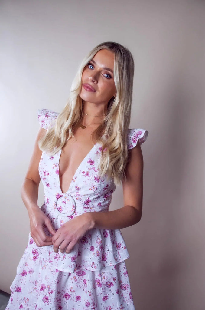 Pink and White Bloom Dress - Anne Louise Boutique